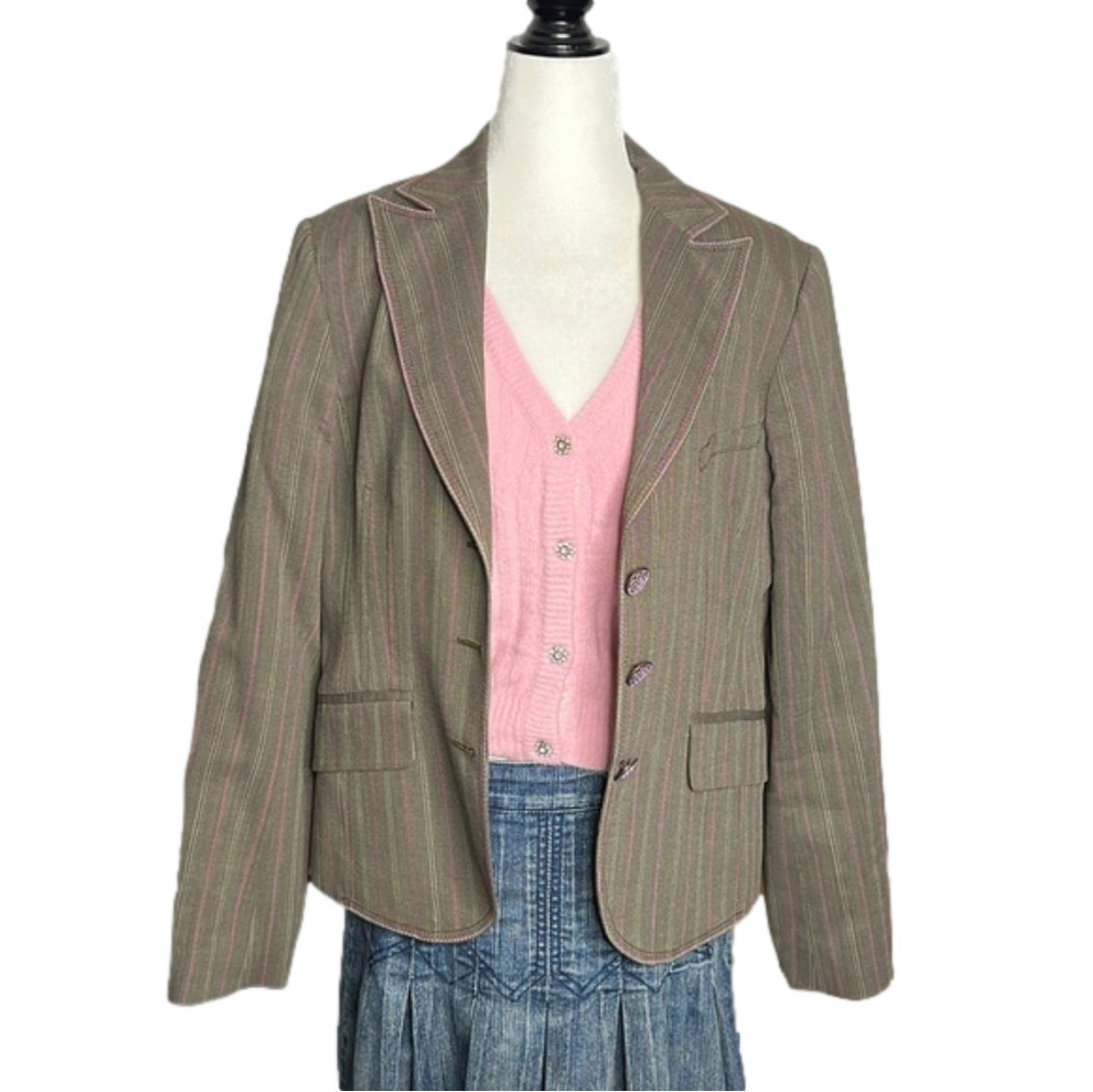 Marc Aurel Taupe with Pink Stripe  Blazer